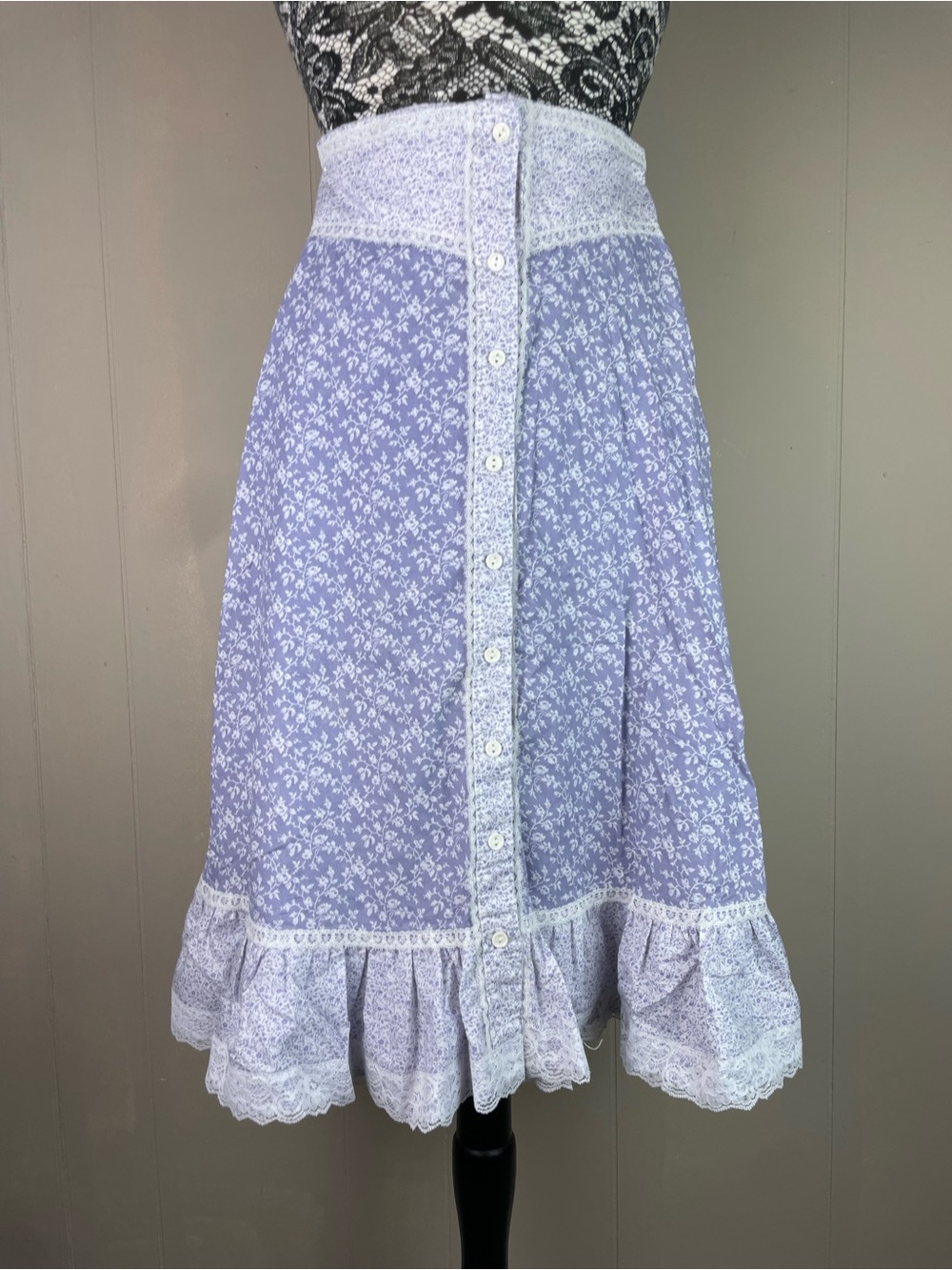 Vintage JCPenney Fashions Lilac Floral Skirt Button Front Women’s Size 5 - Picture 2 of 6